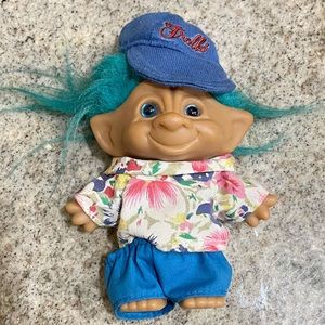 Vintage Ace Troll Doll Jewel Belly Blue